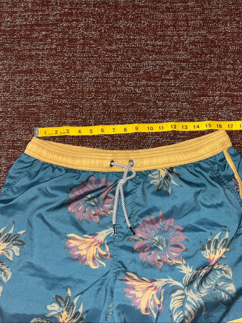 Maamgic 5” swim shorts tropical print chartreuse trim floral print beach XL